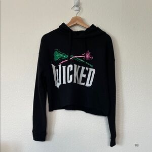Wicked Graphic Black Cropped Hoodie